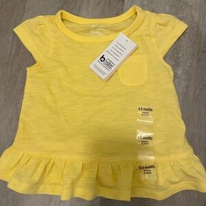 NWT First Impressions Yellow Short Sleeve Tee with Ruffle Hem